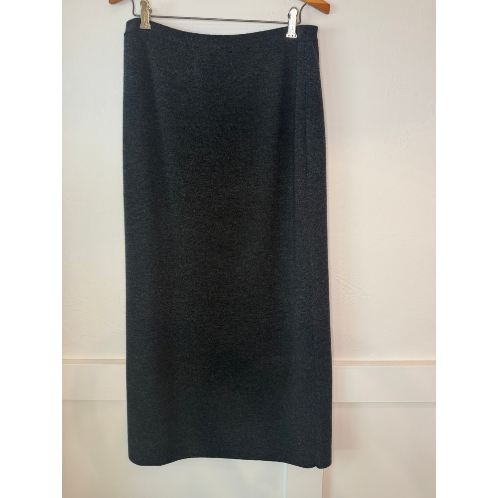 Eileen Fisher Merino Wool Knit Maxi Skirt Charcoal Gray Italian Yarn Size M - Picture 4 of 9